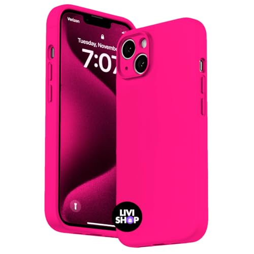 Capa Case Capinha Para iPhone 13 Silicone Com Bordas Elevadas Aveludada Forro Premium (ROSA NEON)