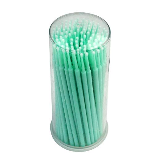 Aprodite - 200 aplicadores desechables de micropinceles para extensiones de pestañas, color verde