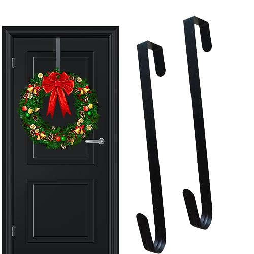 YEAPEAK 2x Crochets à Couronnes, Crochet Couronne De Noël, Crochet Porte Couronne, Cintre Guirlande En Métal, Pour Décoration De Noël, Halloween, Décorations De Noël En Plein Air, 31cm