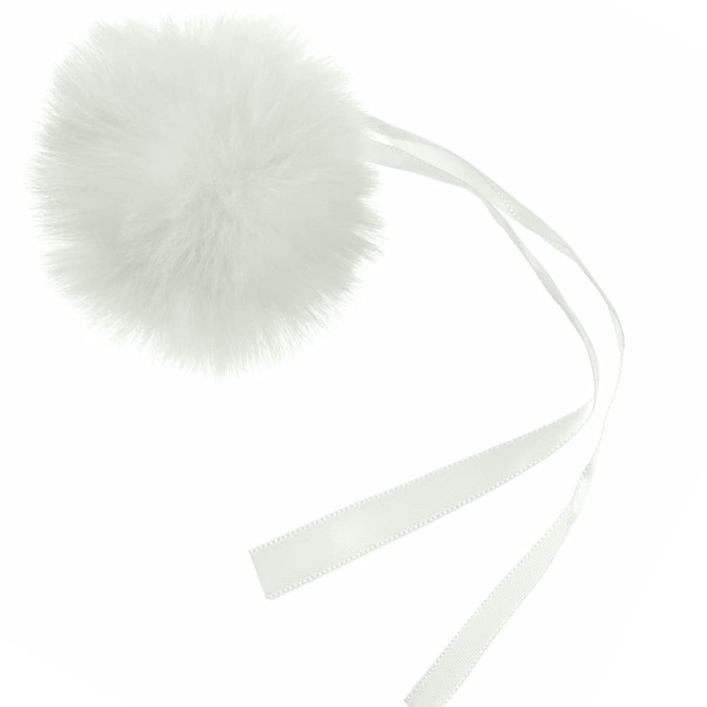 White Large 6cm Faux Fur Pom Pom for Decorations & Crafts