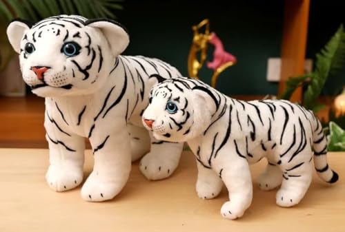 Image of Tickles Standing Siberian White Tiger Soft Stuffed Plush Animal Toy for Kids Boys & Girls Birthday Gift (Color: White Size: 35 cm)