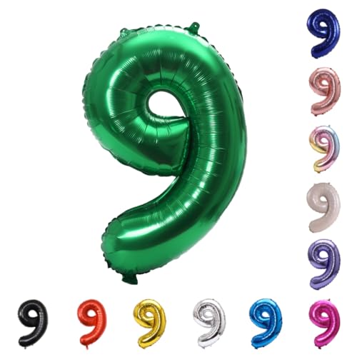 Image of YPSelected 32 Inch Large Foil Helium Number Balloon Birthday Wedding Party 0-9 (Green, 9)