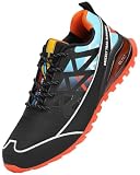 Kricely Men's Trail Running Shoes Lightweight Comfortable Walking Shoes Non-Slip Casual Fashion Sneakers (Black&Orange 10)