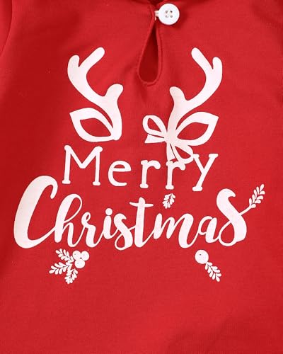 Image of Toddler Baby Girl Clothes Baby Christmas Outfit Long Sleeve Shirt Santa Pants Set Baby Girl Christmas Outfit