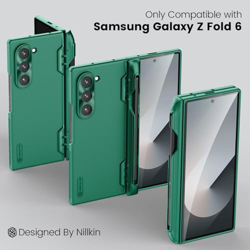 Image of Nillkin Case for Samsung Galaxy Z Fold 6 (7.6 inch Inch) Super Frosted Shield Fold Bracket Phone Holder Version 180 Folding 360 Protect Green Color