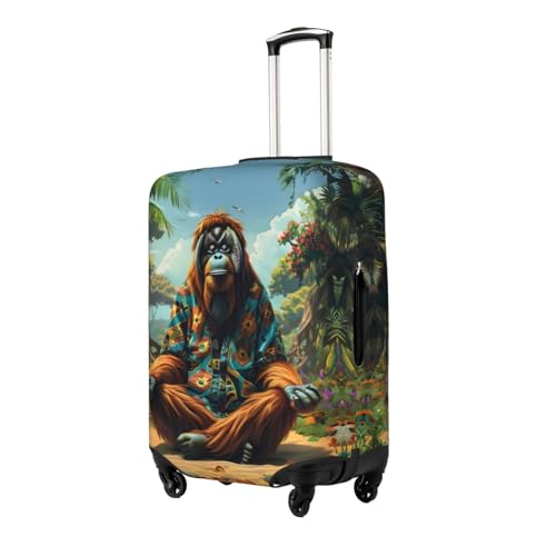 Forest Meditating Gorilla Luggage Cover Protector Anti-Scratch Washable Fits 18-32 Inch Luggage-X-Large2