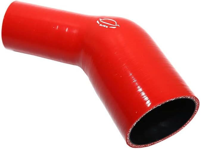 Mangueira cotovelo redutora de silicone TenKeAuto 4 camadas, 45°, 5,08–7,62 cm, vermelha – 1 unidade