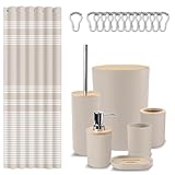 Britimes Bathroom Accessories Sets, Boho Shower Curtain Set with Trash Can, Soap Dispenser, Toilet...