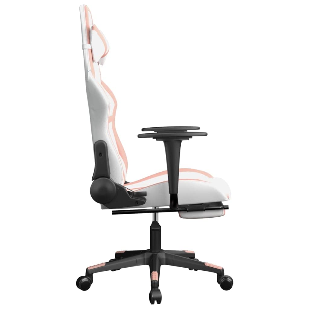 Rantry Arredo Sedia da Gaming con Poggiapiedi Bianco e Rosa in Similpelle, Mobilia Poltrone Salotto, Poltrona Salotto, Poltrone, Poltrona Relax, Poltroncina Camera da Letto