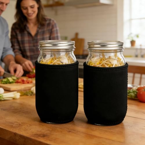 Fangssiy Fundas Para Frascos De Conserva | 4 Piezas de Cubierta Aislante,Protector que Bloquea la Luz para Tarros de Conserva,Para Recipientes De 710 Ml Y 950 Ml Para Germinación Hidroponía Bebida - imagen 7