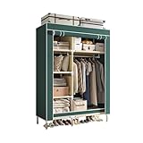 LEAIJIAFY Kompakter tragbarer Kleiderschrank zum Aufhängen von Kleidung, einfaches kleines Schrankregal für Schlafzimmer, grünes Vlies