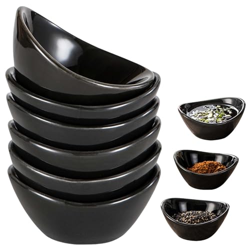BAIFULAI Schwarz Dipschalen 6er Set, 60ml Stapelbare Keramik Schälchen, Tapas Schalen Set für Charcuterie Board, Sushi, Tomatensauce, BBQ, Party Zubehör