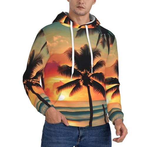 Sweat à capuche homme imprimé palmier pour un look de plage tropicale au quotidien