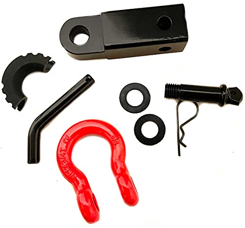 Shackle Hitch Receiver 2 Inch - 35,000 Lbs Break Strength - Recovery Hitch Shackle Tow Point Bracket Heavy Duty Solid 3/4'' D Ring Hitch Towing Accessories Compatible With Trucks Jeeps And Atv Hitch #TOP1
