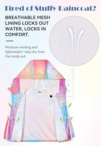 Image of Zando Lightweight Girls Rain Jacket - Hooded Windbreaker Water-Resistant Girls' Outerwear Jackets & Coats for Kids 4-10Y