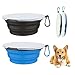 Ciotola da viaggio pieghevole per cani, 2 pezzi, con coperchio e gancio a prova di perdite, ciotola portatile in silicone per gatti, cani, escursioni, campeggio (1000 ml, blu e nero)