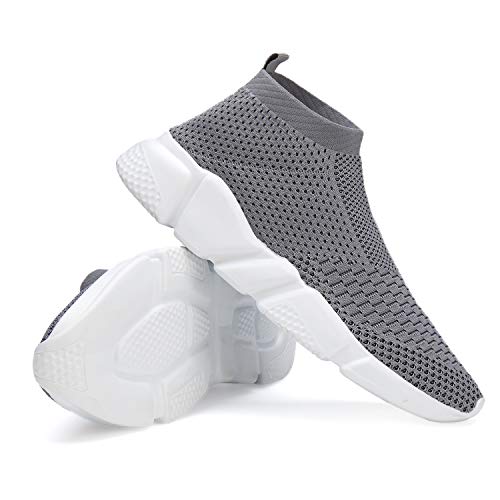 Casbeam Women's Running Knit Comfortable Lightweight Breathable Casual Sports Shoes Fashion Sneakers Slip-On Walking Shoes Gray&White Size 10 by Casbeam - Used condition - Image 7