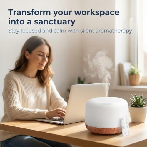 Image of Portable 5-in-1 Aroma Diffuser for Home & Office - 500ml Water Capacity | Ultrasonic Essential Oil Diffuser & Air Humidifier | Aromatherapy Mist Vaporizer with Timer & Auto-Off Safety