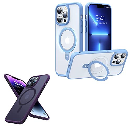 TORRAS iPhone 13 Pro Max Case with Magnetic Stand Serria Blue and Magsafe Case Purple