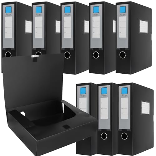 Boîte de rangement A4 plastique noir lot de 8 pour un classeur de maison toujours impeccable