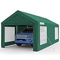 Quictent 12x20 ft Heavy Duty Carport Canopy Galvanized Car Tent Outdoor Garage Boat Shelter with Reinforced Structure with Roll-up Ventilated Windows Sidewall - Green