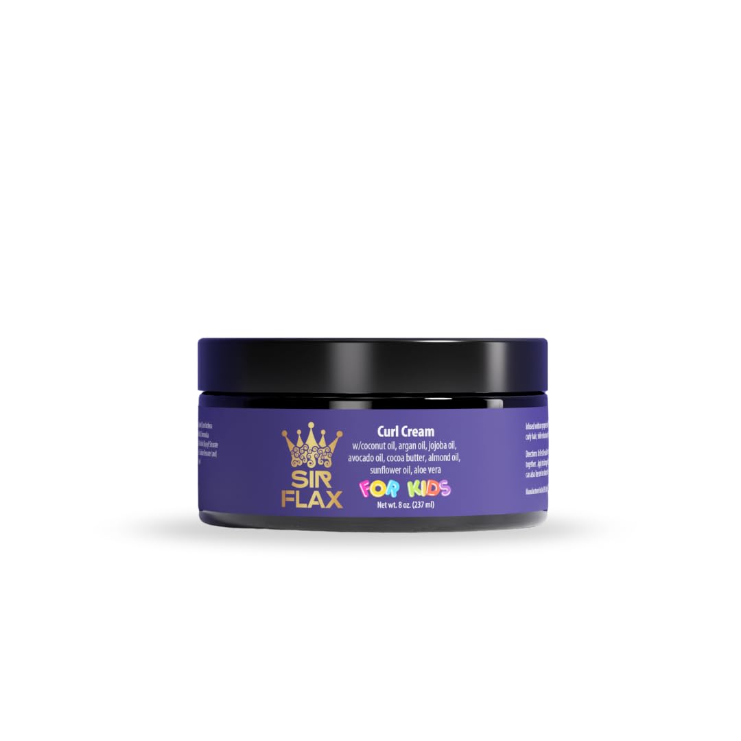 Flaxseed Curl Cream (Kids) for kids' curls & coils, curl defining cream, anti-frizz, curl moisturizing, lightweight, light hold with nourishing