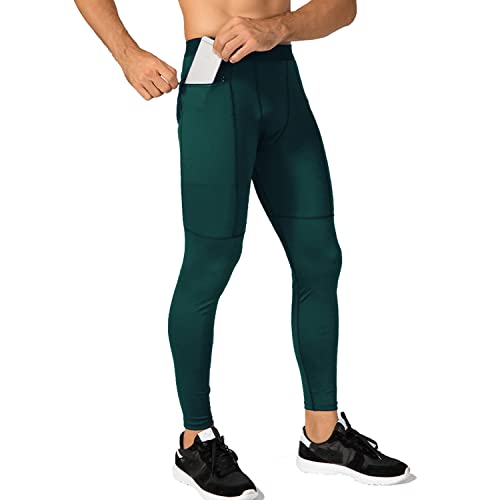 Wragcfm Compression Pants Mens Leggings,Compression Tights For Men Workout Athletic Running Sports Gym Basketball Leggings Yoga Pants Quick Dry Dark Green,M #TOP28