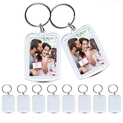 10 Pcs Porte-Clés Photo,Porte Clés Cadres Photo Transparents,Acrylique Porte Clef,DIY Porte-Clés Rectangle Personnalisé avec Anneau Brisé