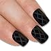 Bling Art False Nails French Manicure Black Matte Crossover Medium Tips UK