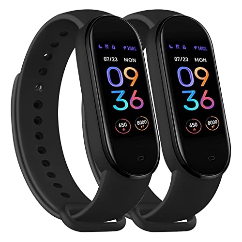 Wanme Bands for Amazfit Band 5 Replacement Strap Women Men, 2 PACK Silicone Sport Strap Compatible...