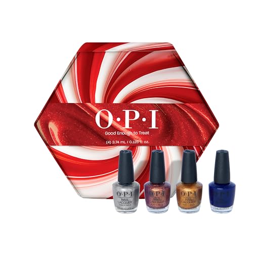 OPI Nail Lacquer Good Enough to Treat Mini Pack - Smudge Resistant & Long-Lasting Nail Polish - with OPI Pro-Wide Brush (4x3.75ml)