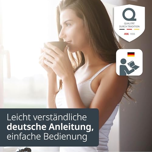 ADE Thermometer mit Luftfeuchtigkeitsmesser innen | digitale Badezimmeruhr mit Temperatur | Feuchtigkeitsmessgerät mit Uhrzeit | Hygrometer für Büro, Kinderzimmer, Schlafzimmer, Bad | Hochformat weiß