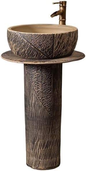 Ceramic Bathroom Countertop Vessel Sink Stylish Pedestal Wash Basin for Home, Balcony, Hotel Vanity Modern Column Sink Design