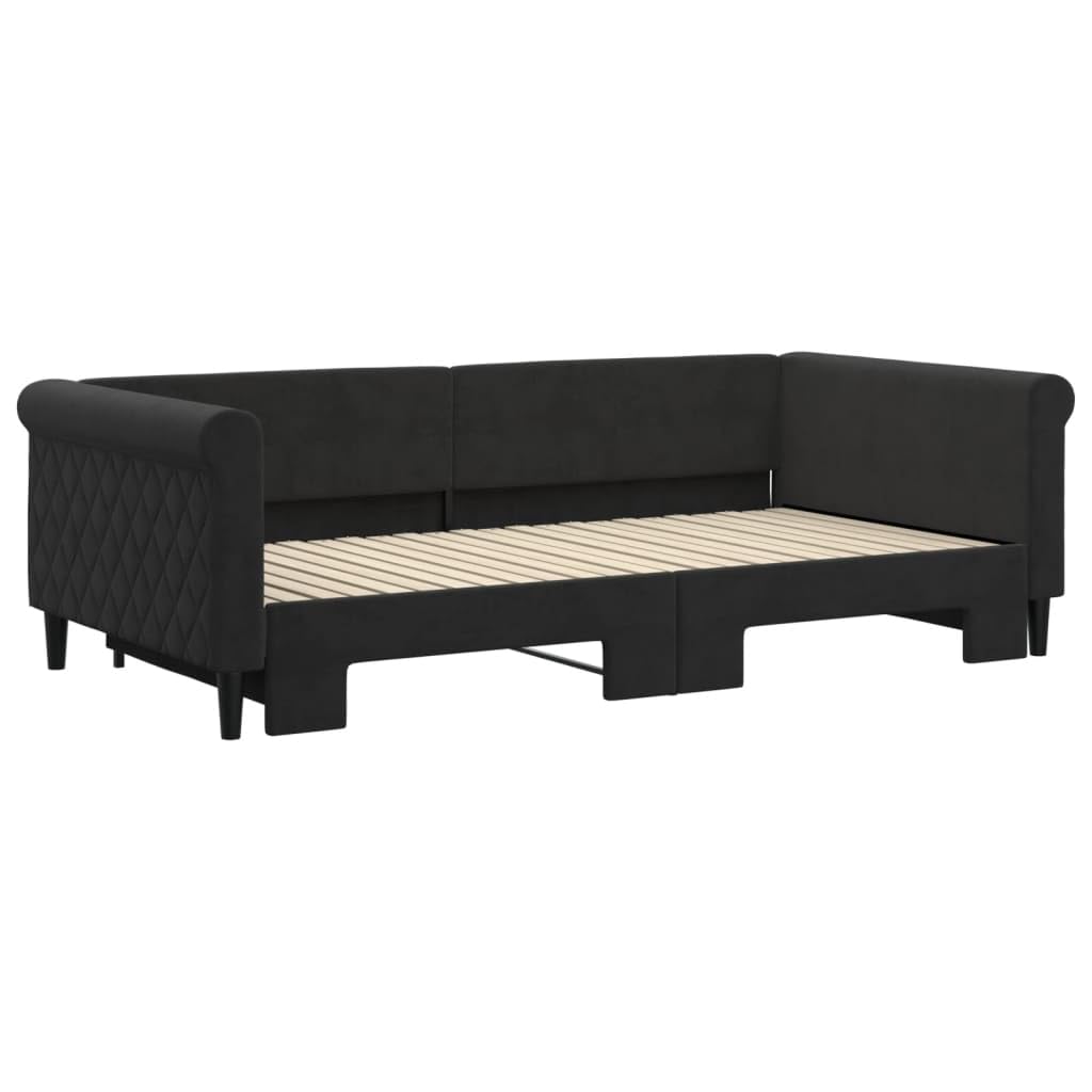 vidaXL Lit de Jour avec gigogne sans Matelas Noir 100x200 cm
