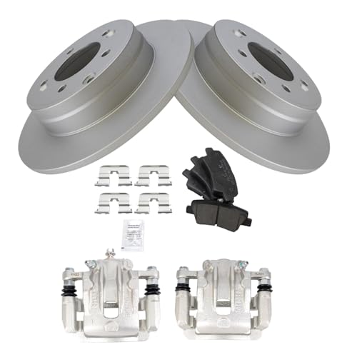 Image of TRQ Rear Brake Pad and Rotor Set Ceramic G Coated Rotors Calipers