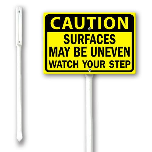 Geroclonup Caution Uneven Surfaces Watch Your Step Yard Sign with Stake 20x30cm Sturdy Aluminum Fade Resistant Lawn Decoration for Front Door Garden Outdoor Use