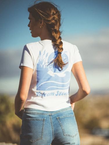 Image of Volcom Women's Have a Clue Short Sleeve Tee - Fitted T-Shirt with Striped Neck Taping