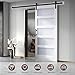 S&Z TOPHAND® 32 in x 84 in Glass Sliding MDF Barn Door with 6.6FT Sliding Door Hardware Kit,Slab Inside Covered with Water-Proof PVC Surface