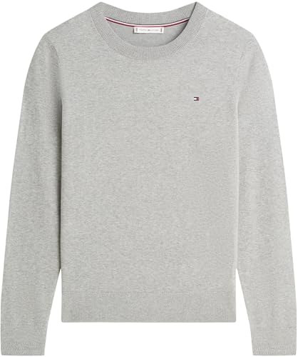 Tommy Hilfiger Damen Pullover Jersey Fine mit Rundhalsausschnitt, Grau (Med Heather Grey), L – Ansicht 6