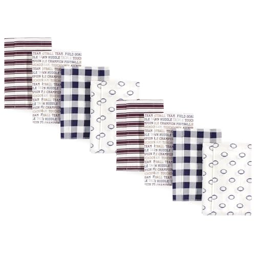 Image of Hudson Baby Cotton Poly Flannel Burp Cloths Multipack, Football 8-Pack, One Size