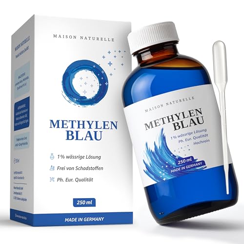 MAISON NATURELLE ® Blu metilene (250 ml) gocce ad alto dosaggio | Soluzione con purezza al 99,9% | Alto dosaggio Metilene Blue | Soluzione blu metilene all'1% MAISON NATURELLE ® Blu metilene (250 ml) gocce ad alto dosaggio | Soluzione con purezza al 99,9% | Alto dosaggio Metilene Blue | Soluzione blu metilene all'1%