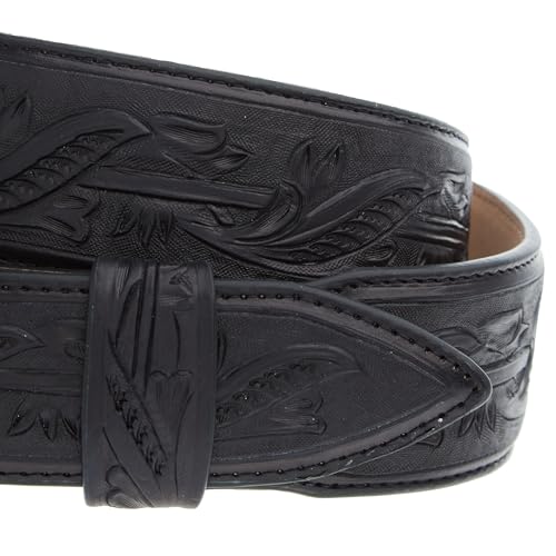 Men's Hand Tooled Black Tapered Belt3