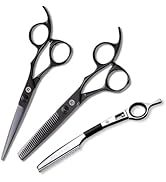 Saki Shears Katana Set of Professional Japanese Hair Shears with Black Finish - 6 Inches - Includ...