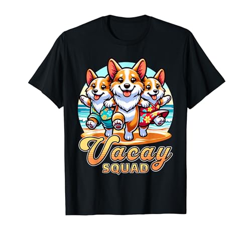 Funny Vacay Squad Cute Corgi Family Vacation Match Trip T-Shirt