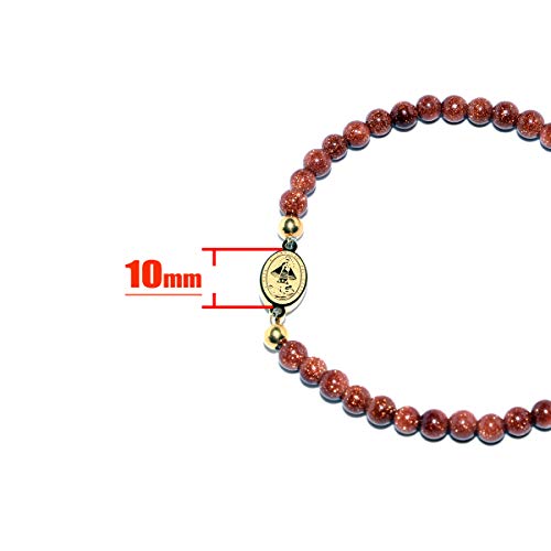 Religious Catholic Bracelet Stainless Steel Virgen de la Caridad del Cobre medal Gold Sand Stone beads (SSBCMVS-4)3