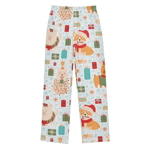 Boys' Pants Christmas Dogs Cute Puppy Gifts Long Bottoms Jogger Pants Elastic Waist Trousers with Pockets S-XL