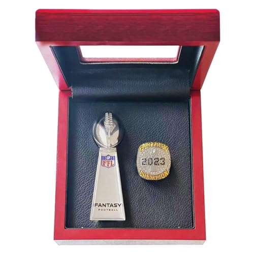 Kuseli 2023 Fantasy Football Championship Ring MVP Fantasy Trophy Prize for Men Collectible Gift (Size 11,with Box)