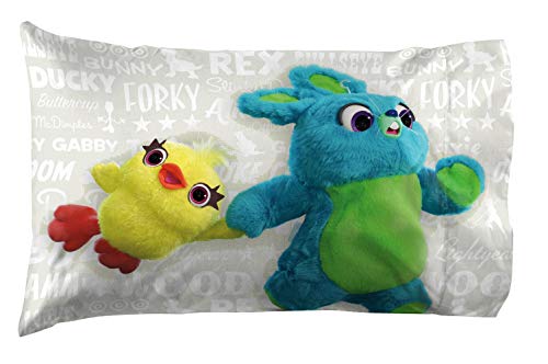 Image of Jay Franco Disney Pixar Story 4 All The Toys Full Bed Set, Blue | Woody Buzz Jessie, Comforter Sheets Shams Pillowcases, Official Brand, Soft Microfiber, Machine Washable, Kids Gift