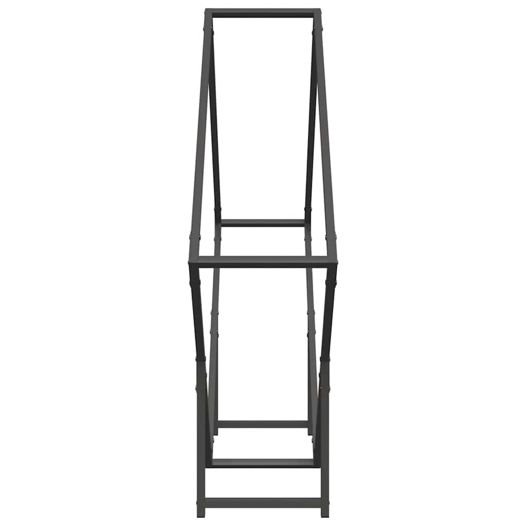 Estantería para leña, color negro, 100 x 25 x 100 cm, acero laminado en frío, soporte apilable para guardar leña y secar en interiores y exteriores