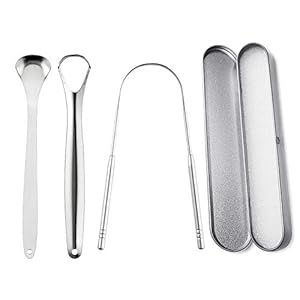DXIA 3Pcs Hygienische Tongreiniger,Duurzame Tongschraper, Tongreiniger, Tong Schraper, Mondverzorging, RVS,Verzorging…